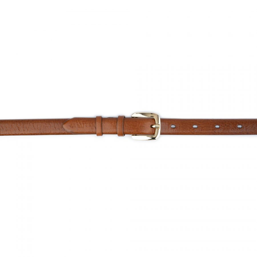 Thin Belt Womens Cognac Brown Leather New 4