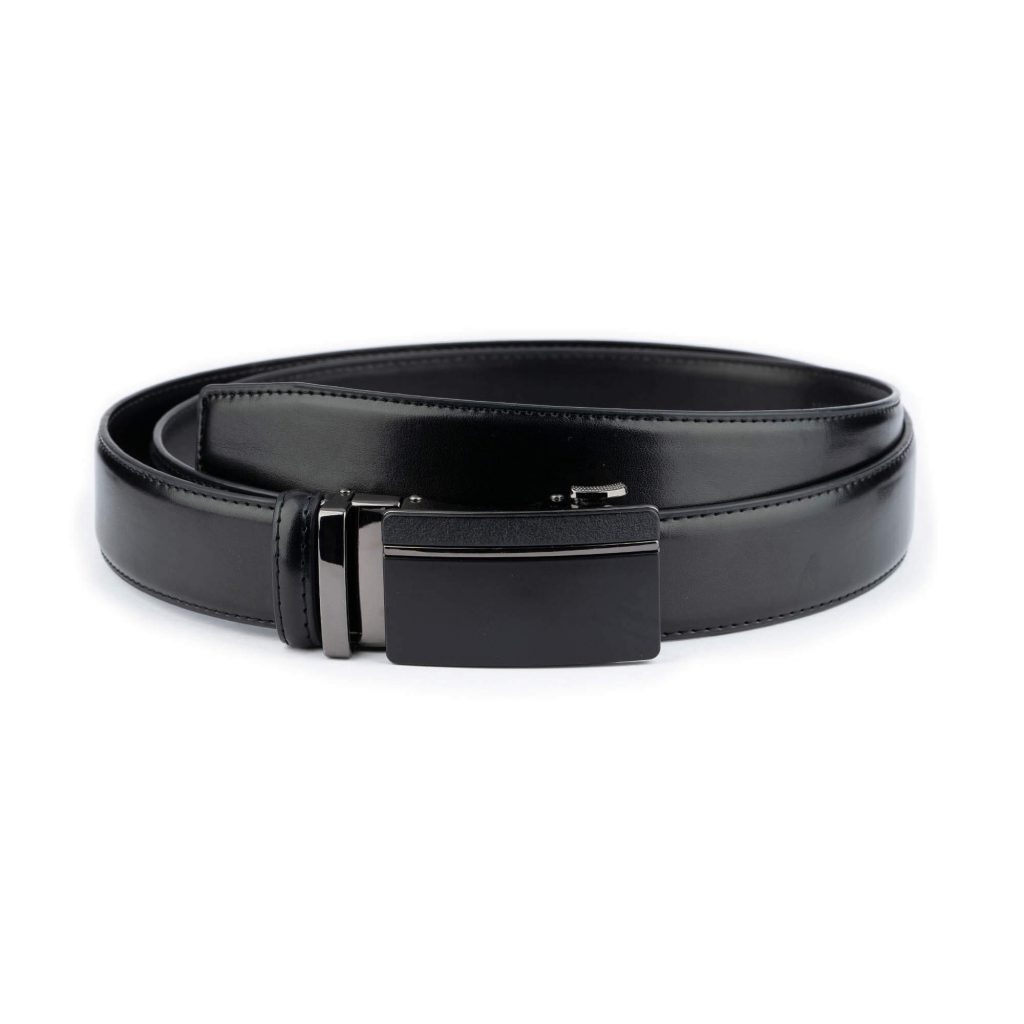 Buy Automatic Vegan Belt Mens Black 3.5 Cm - LeatherBeltsOnline