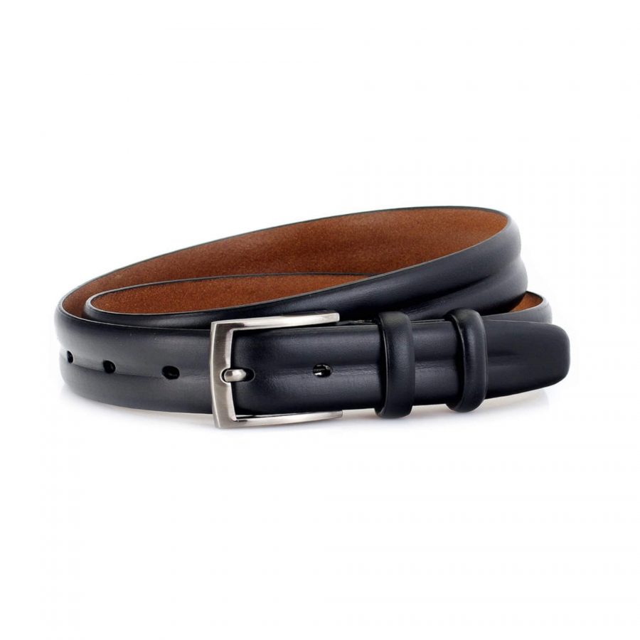 black formal belt for men with silver buckle 1