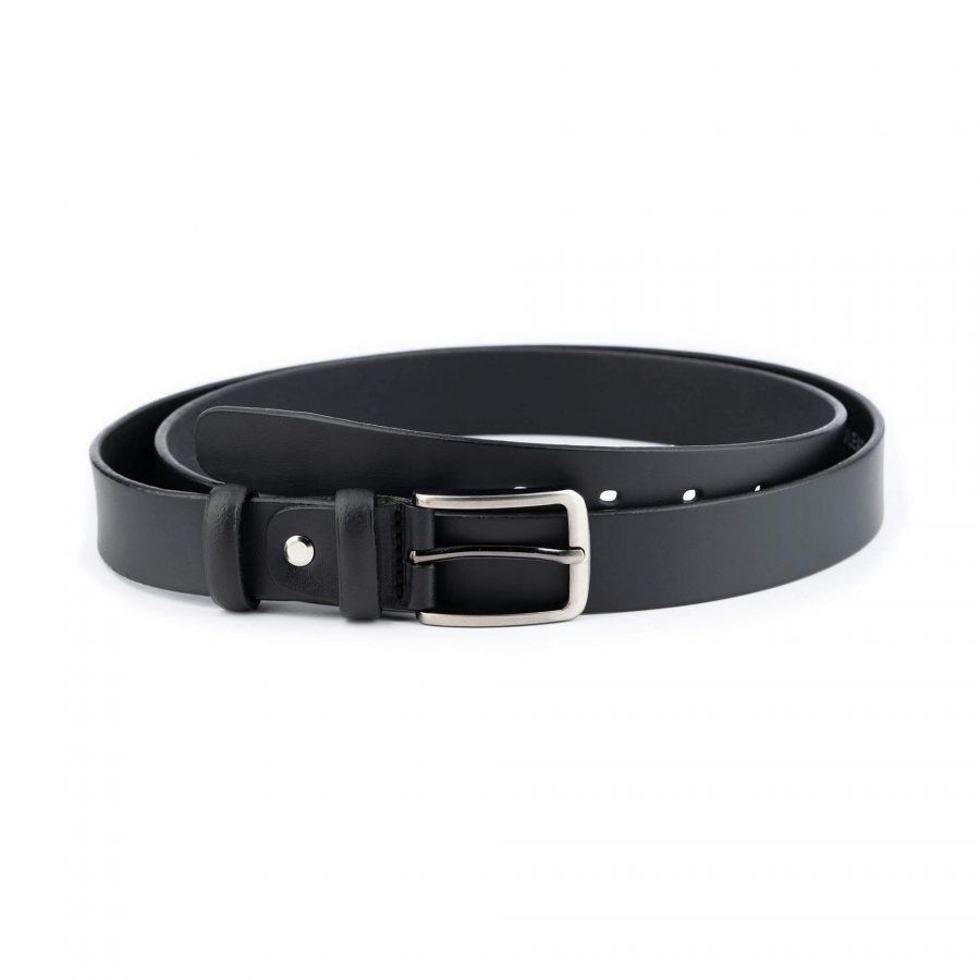 black leather mens belt with buckle 3 0 cm 1