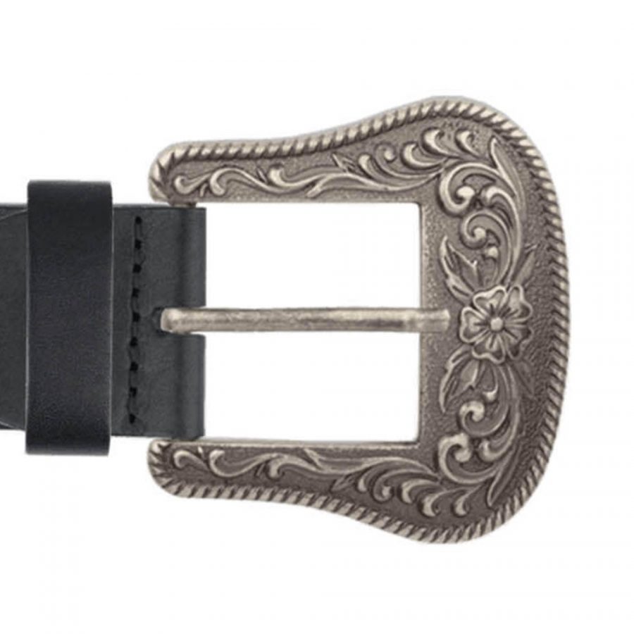 black leather wide western belts with floral buckle copy