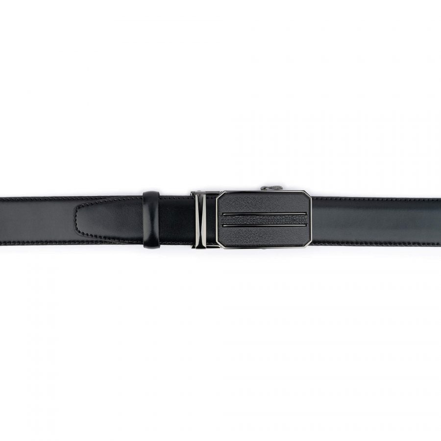 black mens belt with slide buckle real leather 3 5 cm 4