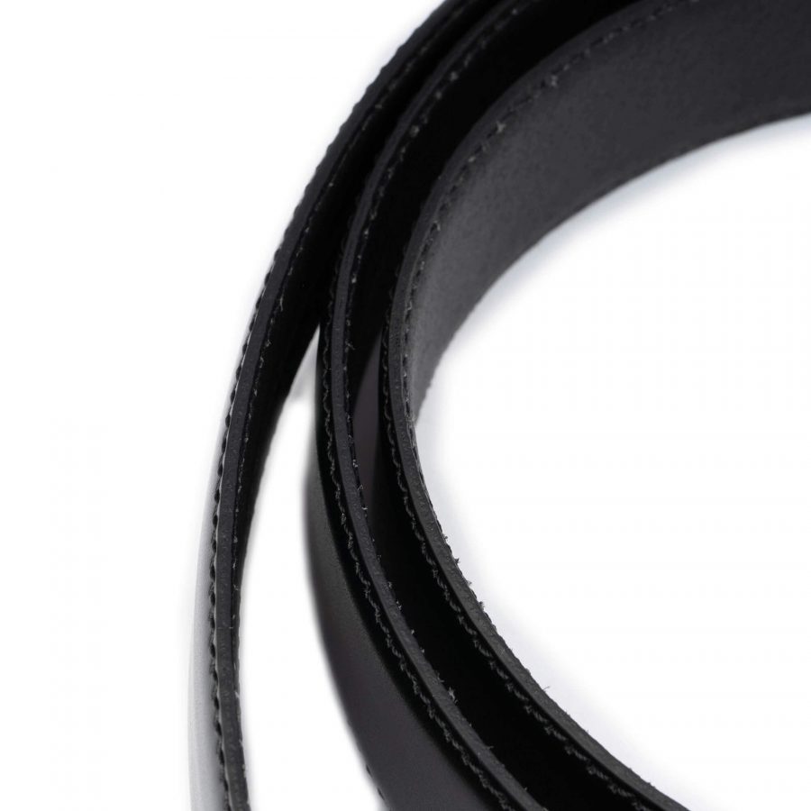 black mens belt with slide buckle real leather 3 5 cm 7