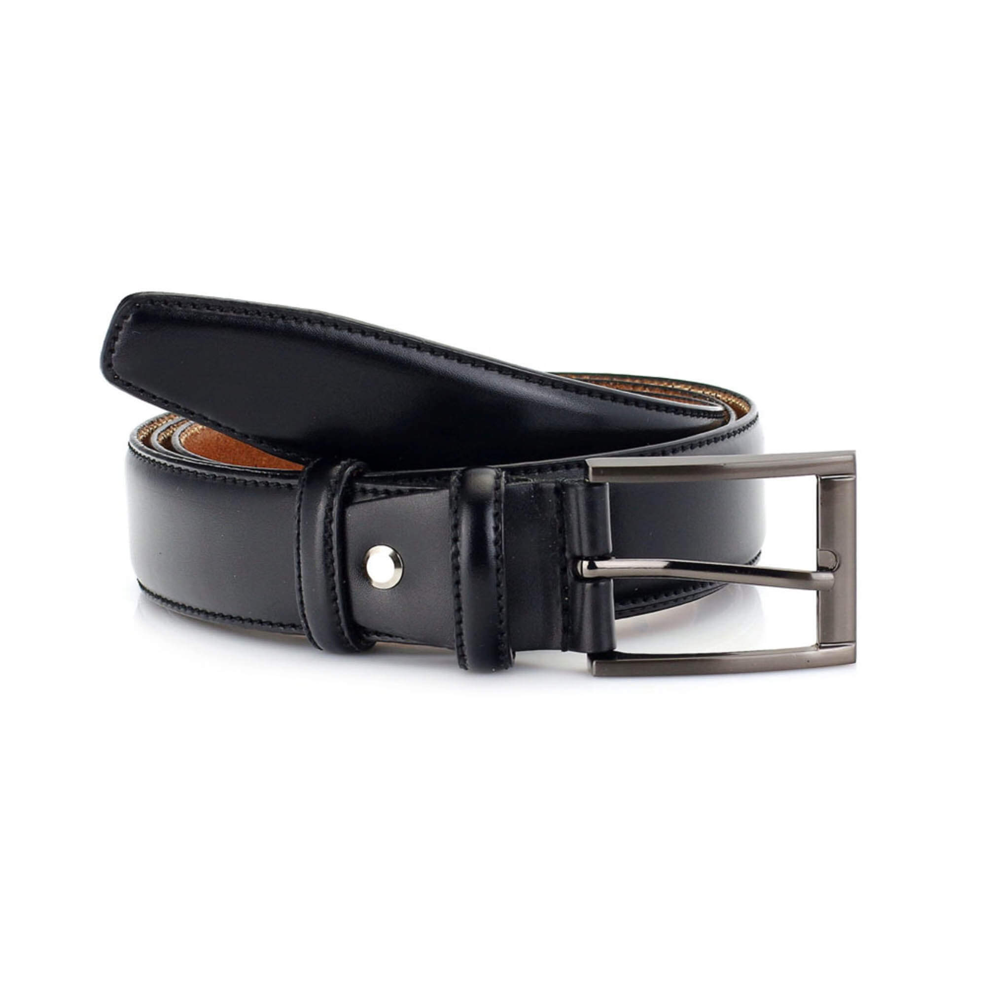 Men's Black Leather Dress Belt