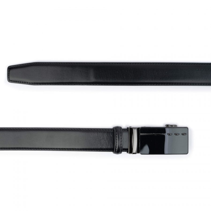 black ratchet vegan belt mens 3 0 cm slide buckle 2