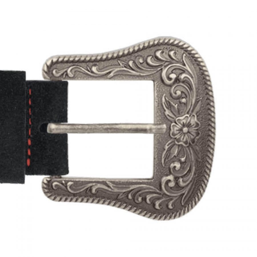 black suede thick womens belt with western buckle copy