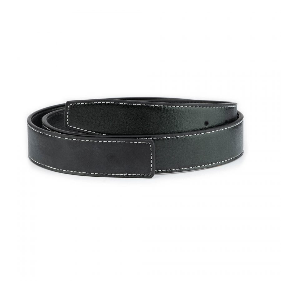 black vegan belt strap for buckles reversible 35 mm 1