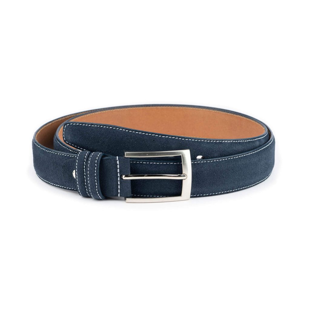 Buy Blue Suede Belt For Jeans 3.5 Cm Real Suede Leather