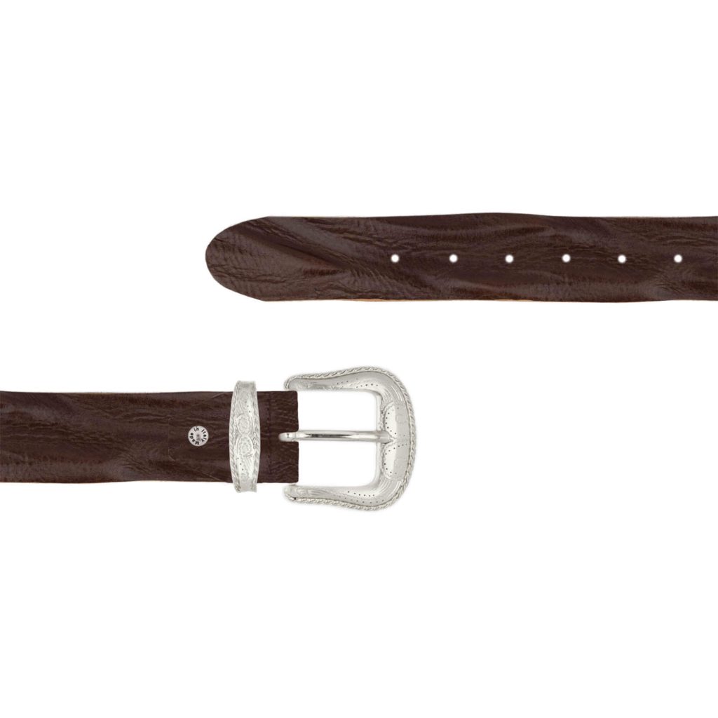 Leather Belt - Cow Print Brown main image 1