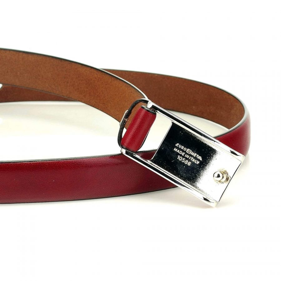 burgundy ladies belt thin real leather 2 0 cm 4
