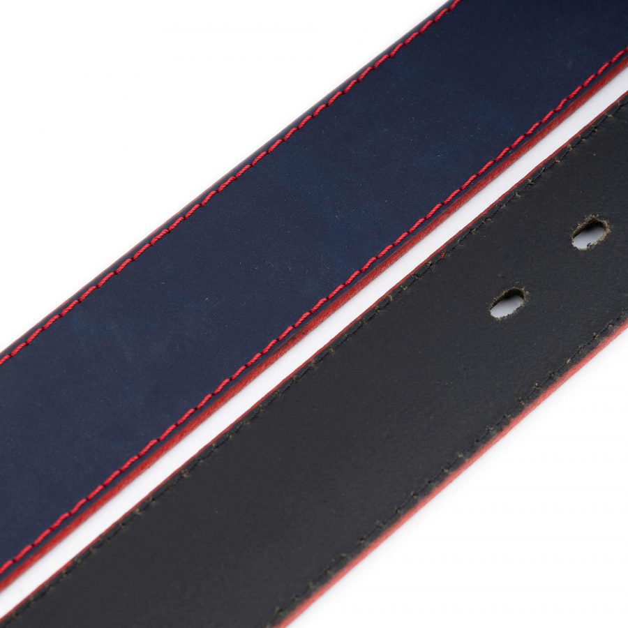 casual men s belt for jeans blue with red stitching 8