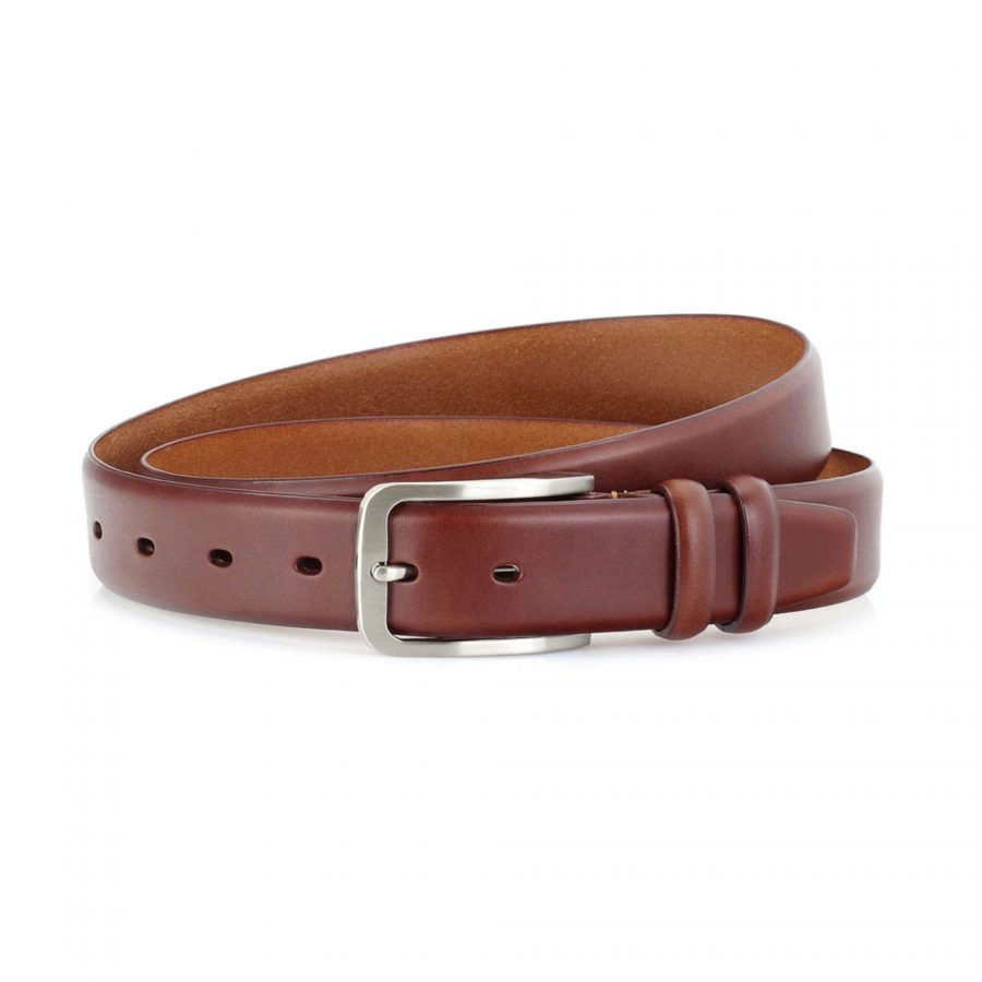 chestnut leather belt for men suit veg tan leather 3 5 cm 1