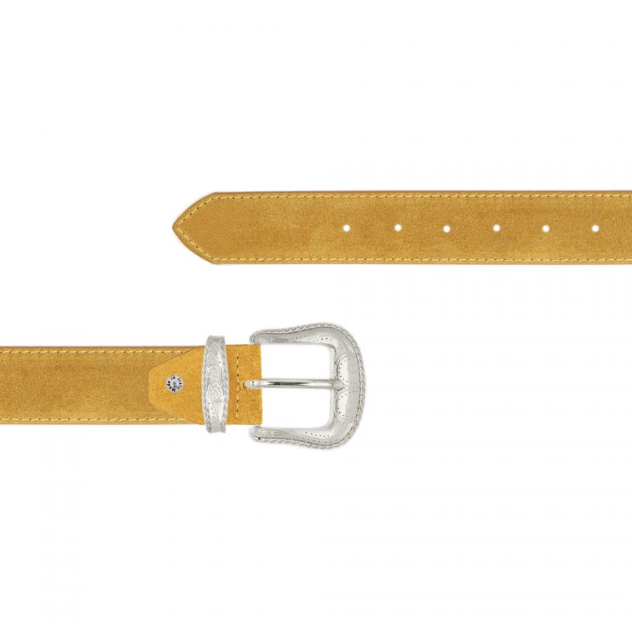 cowboy belt with buckle mustard suede 1