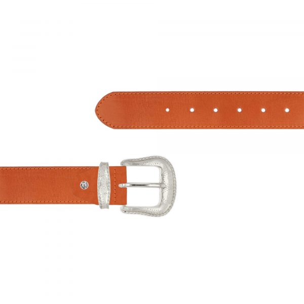 cowboy belt with buckle veg tan leather 1