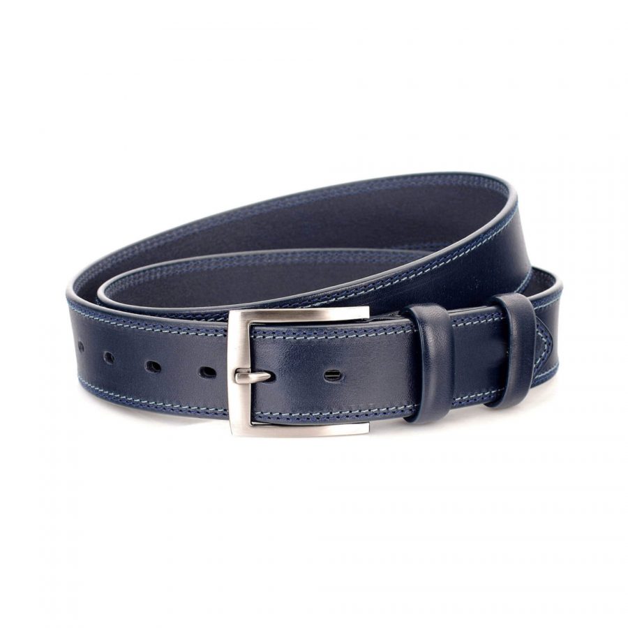 dark blue casual mens belt for jeans wide thick leather 1
