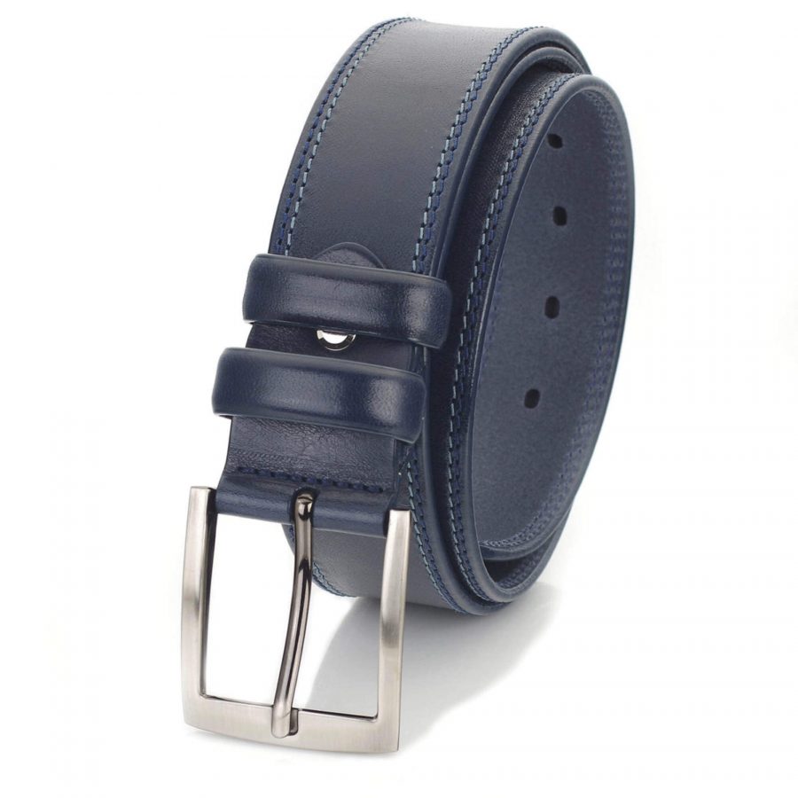 dark blue casual mens belt for jeans wide thick leather 2