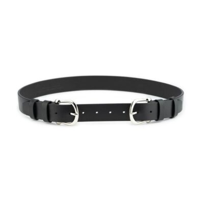 double buckle belt for women thick leather black 1