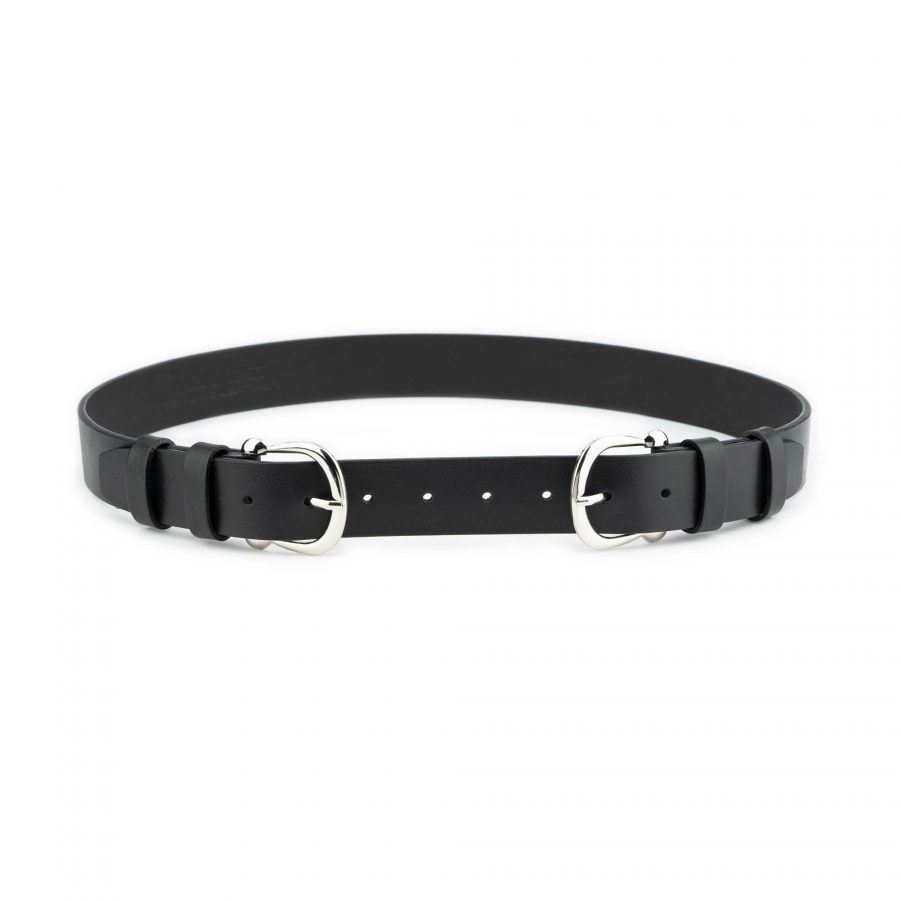 double buckle belt for women thick leather black 1