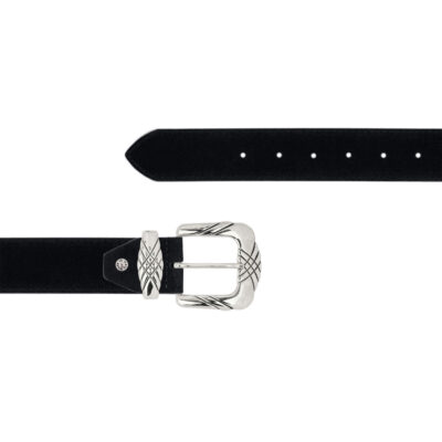 exclusive womens cowboy belt black suede 1