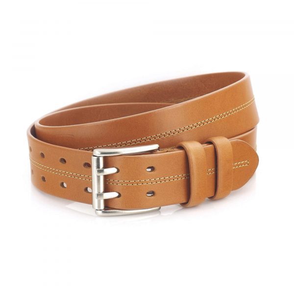 light brown Two Hole Belt for jeans double prong heavy duty 1