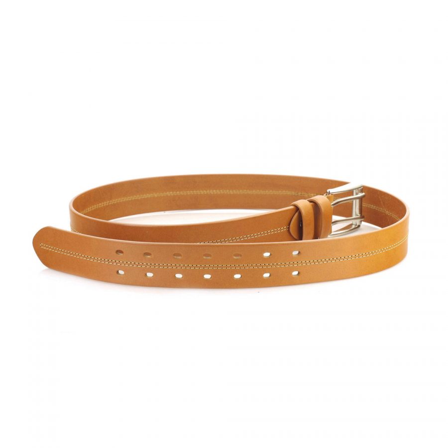 light brown Two Hole Belt for jeans double prong heavy duty 5