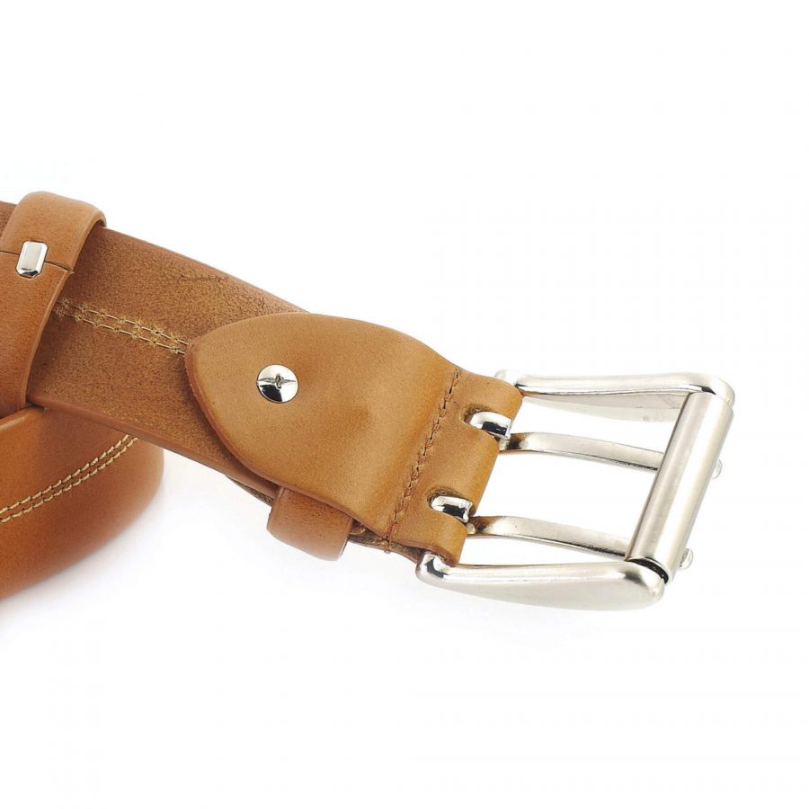 light brown Two Hole Belt for jeans double prong heavy duty 7