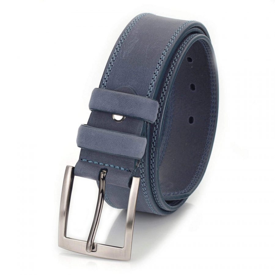 light gray crazy horse leather belt for jeans 4 0 cm 2