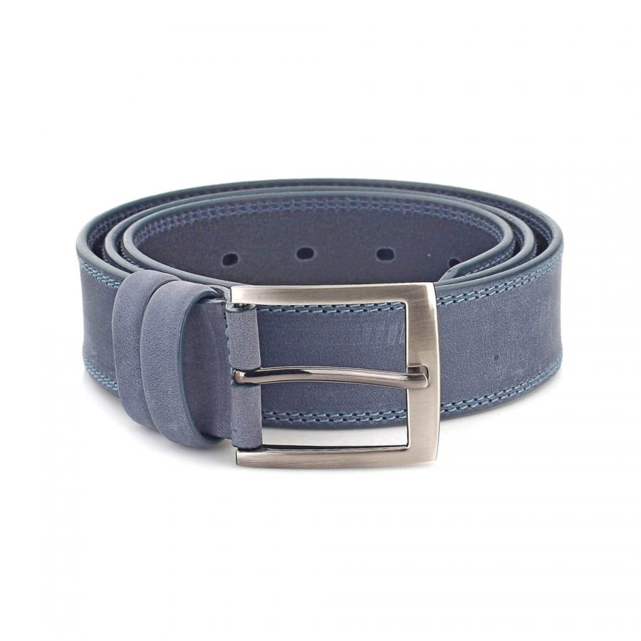 light gray crazy horse leather belt for jeans 4 0 cm 4