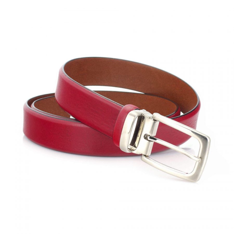 men red leather belt for trousers real leather 3 0 cm 2