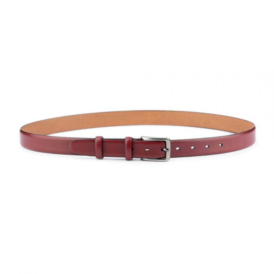 mens burgundy dress belt genuine leather 2