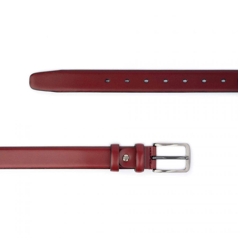 mens burgundy dress belt genuine leather 3