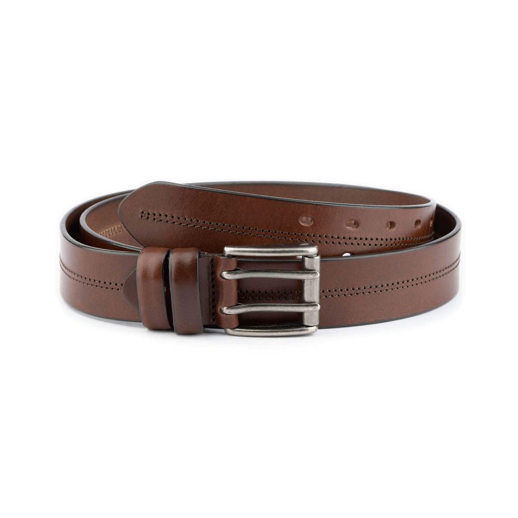 Buy Dark Brown Two Hole Belt For Jeans - Double Prong Heavy