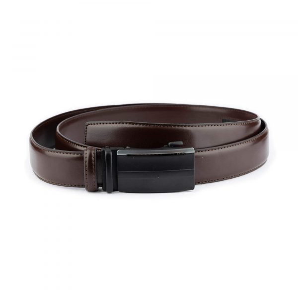 mens ratchet vegan leather belt dark brown 3 5 cm 1