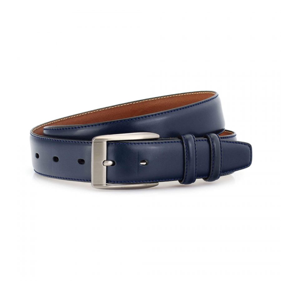 Buy Navy Blue Men's Suit Belt - Real Smooth Leather 3.5 Cm