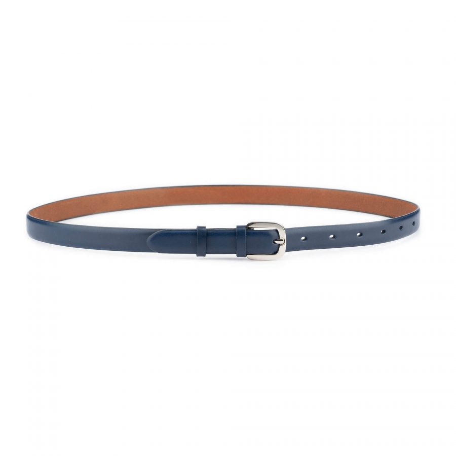 navy blue thin leather dress belt 4