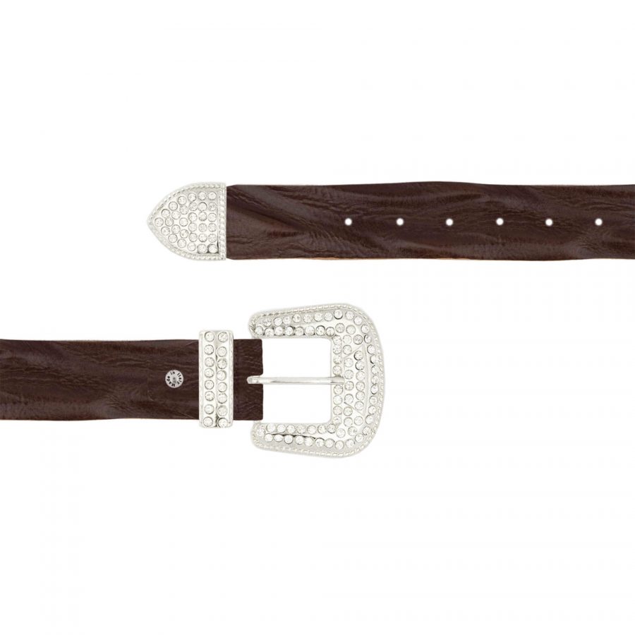 rhinestone buckle western belt for ladies 1