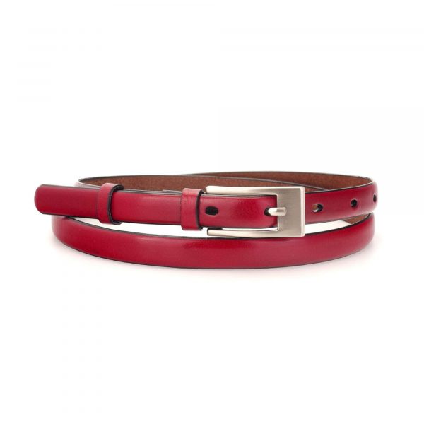 skinny womens burgundy belt for dress 1