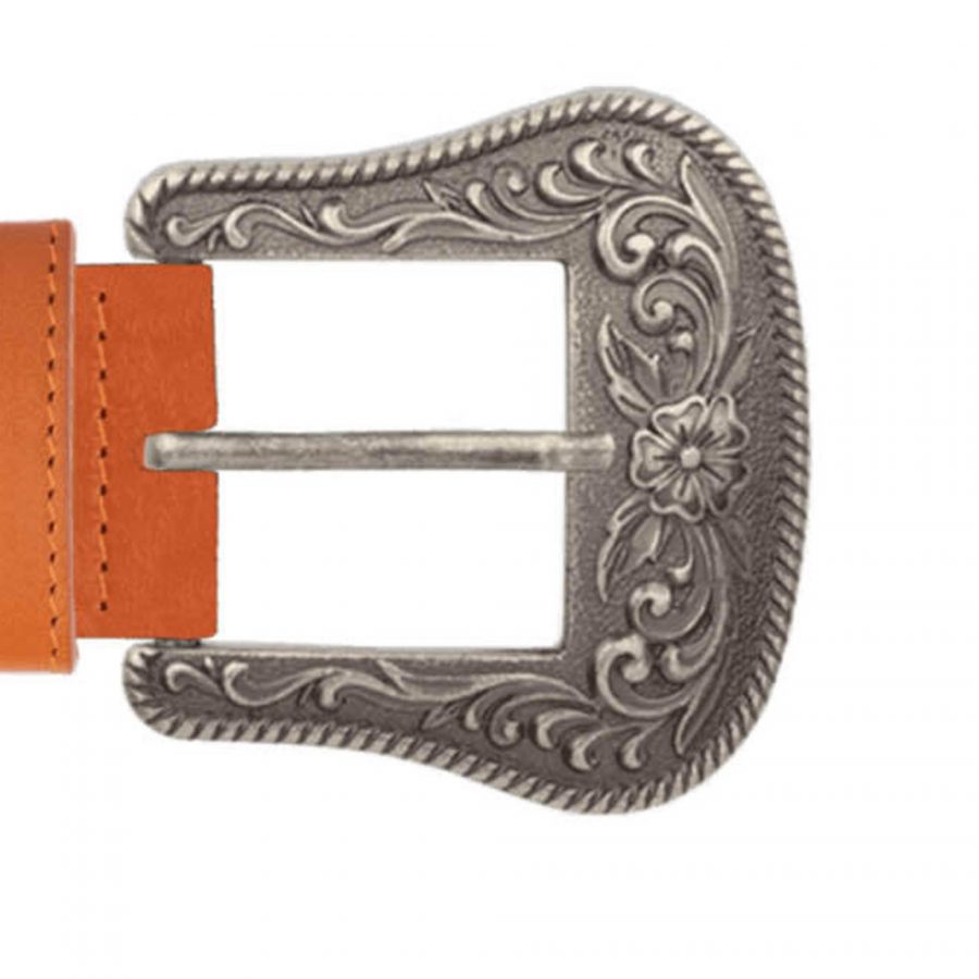 tan wide western belts for lady with floral buckle copy
