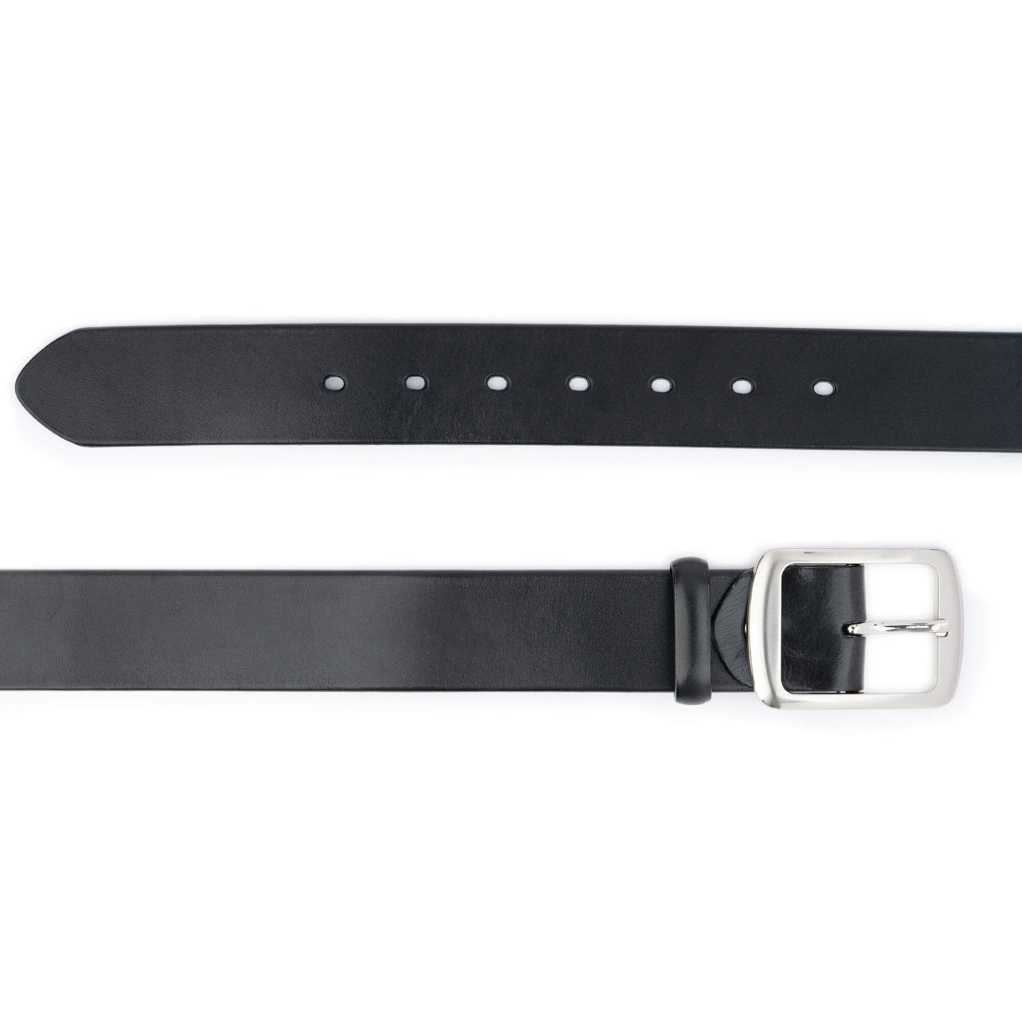 Women's 4cm wide belt handcrafted from soft black leather ideal for dr