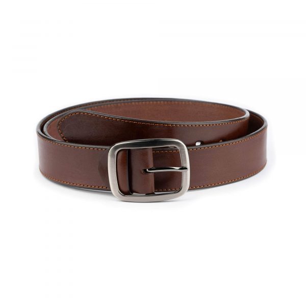 thick womens belt for jeans 4 0 cm brown real leather 1