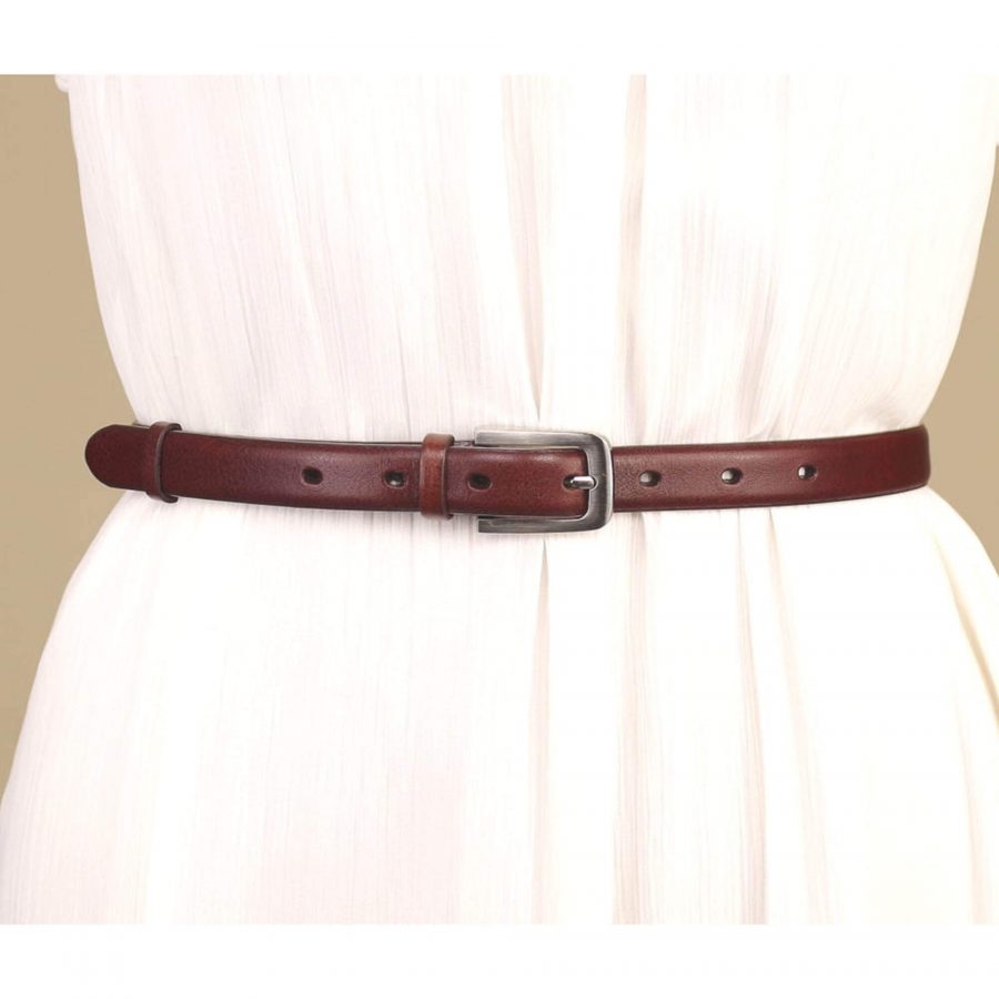 thin brown womens leather belt for dresses 2