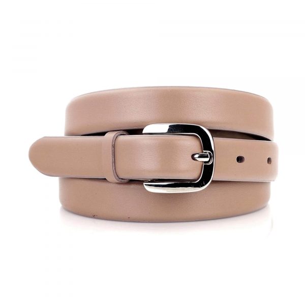 thin womens beige belt for dress genuine leather 1