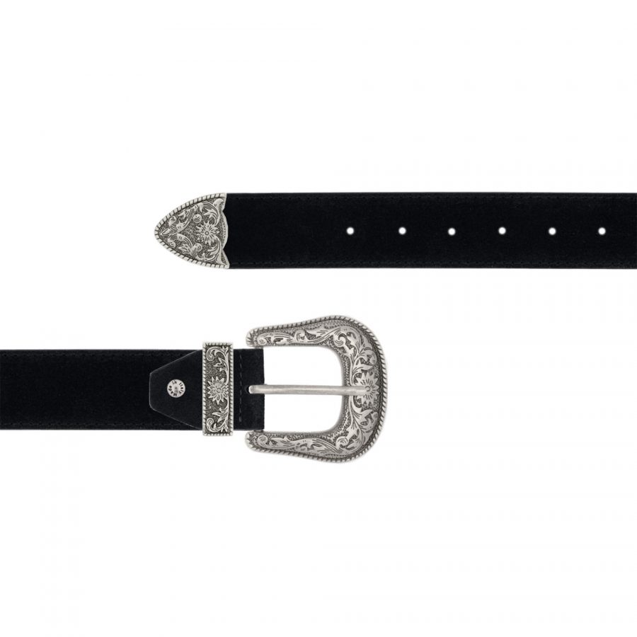 western belts for women black suede leather 1