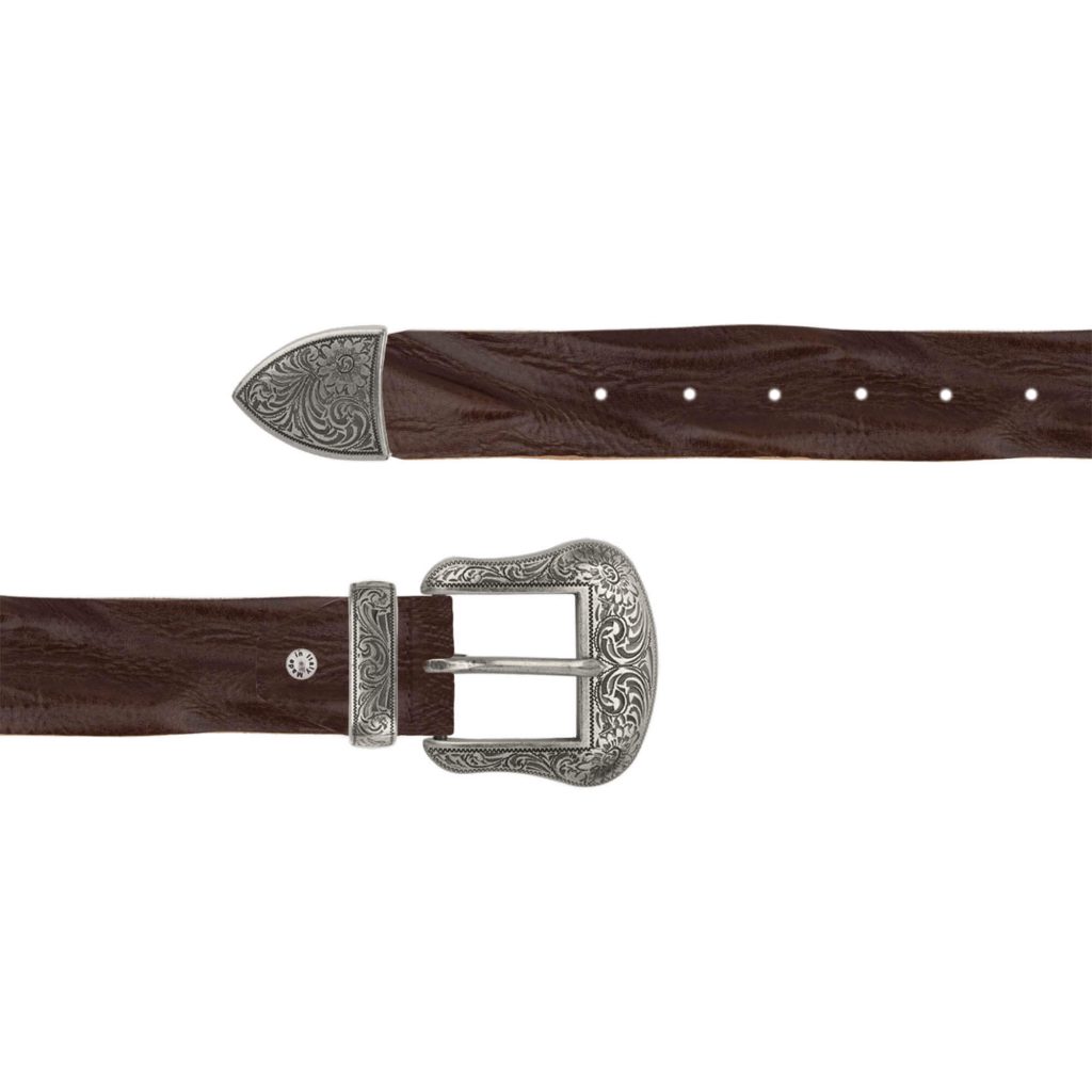 Buy Wide Brown Mens Western Belt With Silver Buckle - Capo