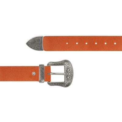 wide tan western ranger belt with silver buckle 1