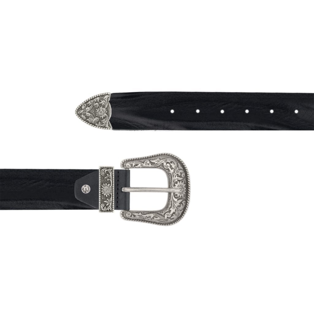Buy Wide Western Belt - Genuine Leather With Silver Buckle display picture 3