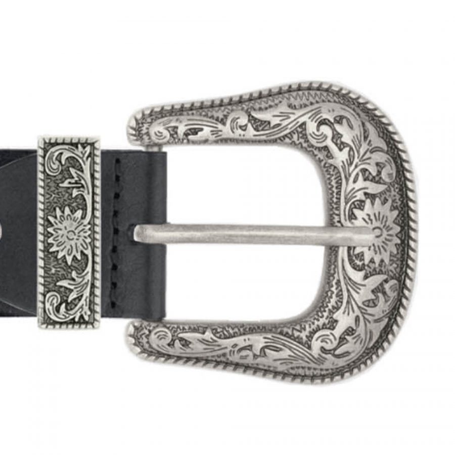 wide western belt genuine leather with silver buckle copy