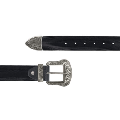 wide western wear mens belt for jeans with silver buckle 1