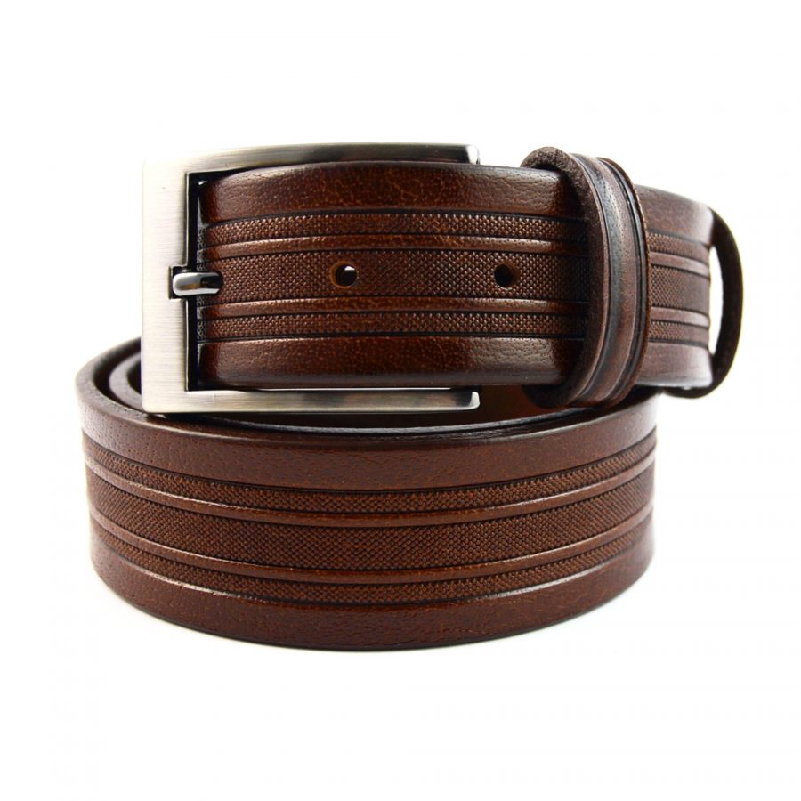 Mens Tan Brown Suede Belt Real Leather 351066 1