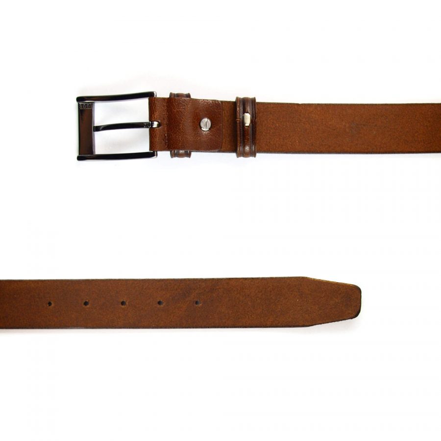 Mens Tan Brown Suede Belt Real Leather 351066 2